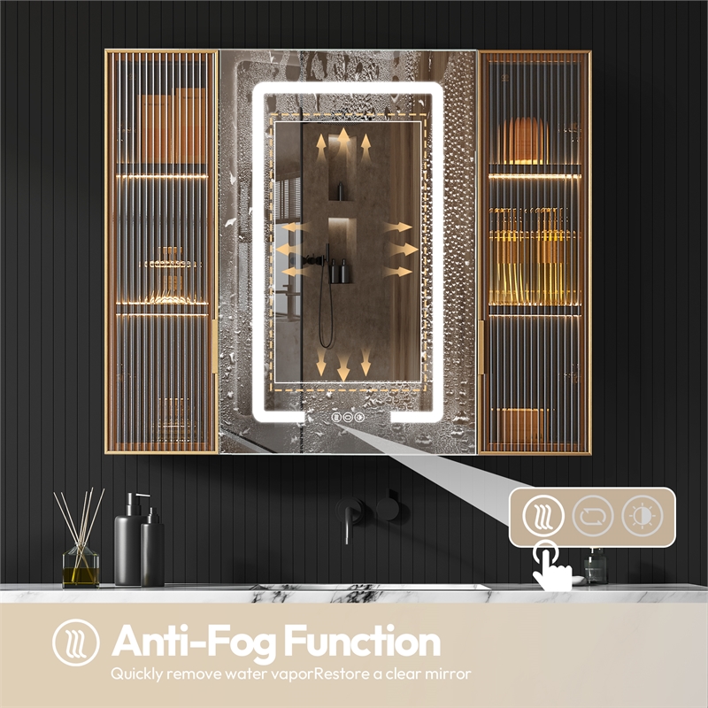 Cervia 35.4 in.W x 29.5 in.H Medicine Cabinet with Aluminum Frameless LED Mirror