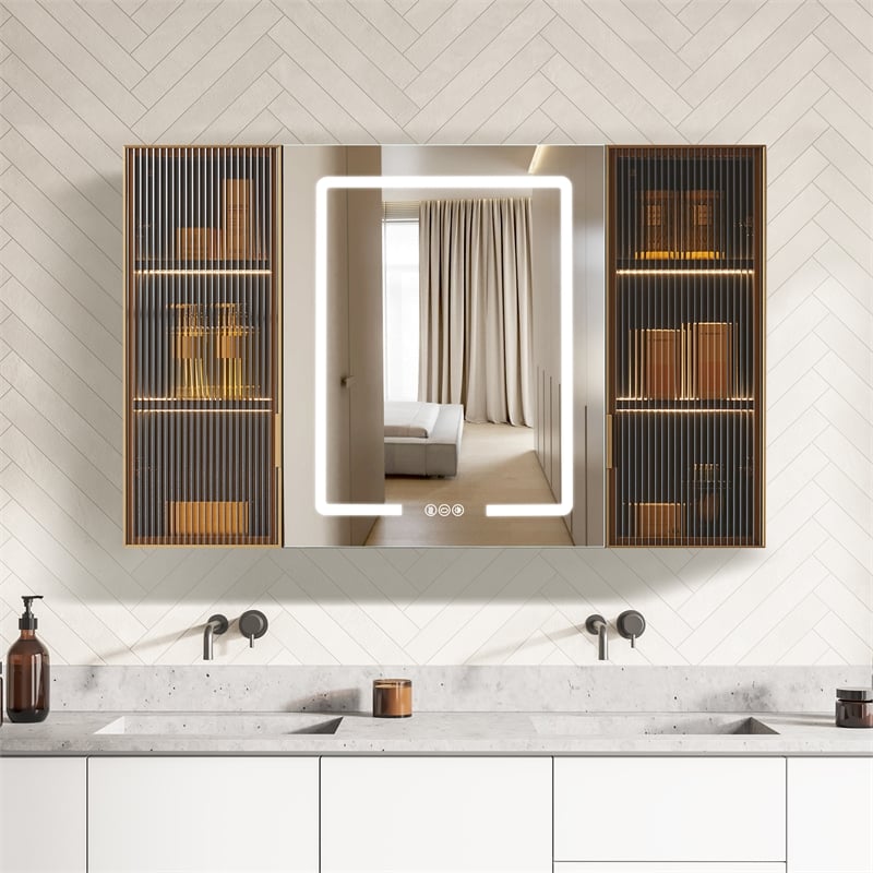 Cervia 47.2 in.W x 29.5 in.H Medicine Cabinet with Aluminum Frameless LED Mirror