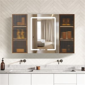 Cervia 47.2 in.W x 29.5 in.H Medicine Cabinet with Aluminum Frameless LED Mirror