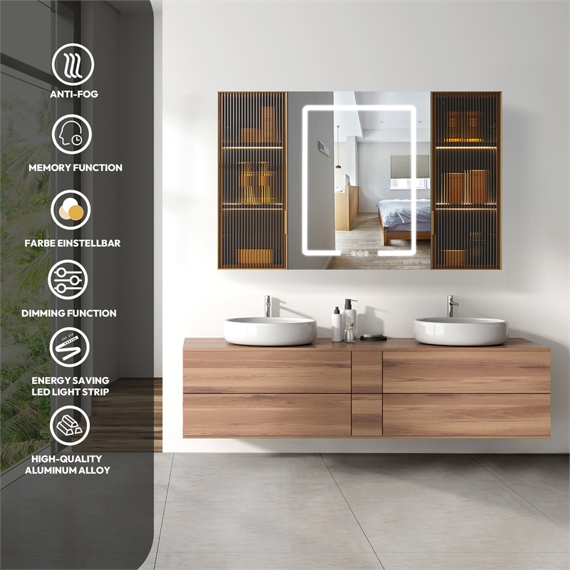 Cervia 47.2 in.W x 29.5 in.H Medicine Cabinet with Aluminum Frameless LED Mirror