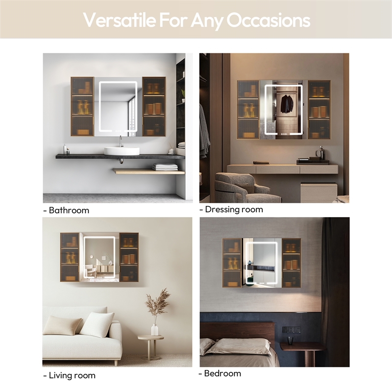 Cervia 47.2 in.W x 29.5 in.H Medicine Cabinet with Aluminum Frameless LED Mirror