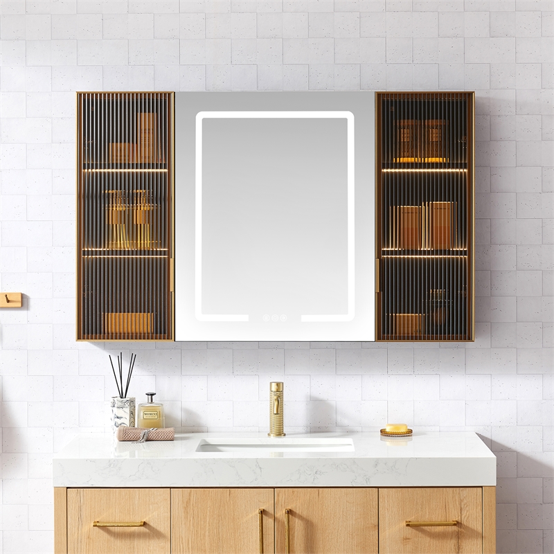 Cervia 47.2 in.W x 29.5 in.H Medicine Cabinet with Aluminum Frameless LED Mirror