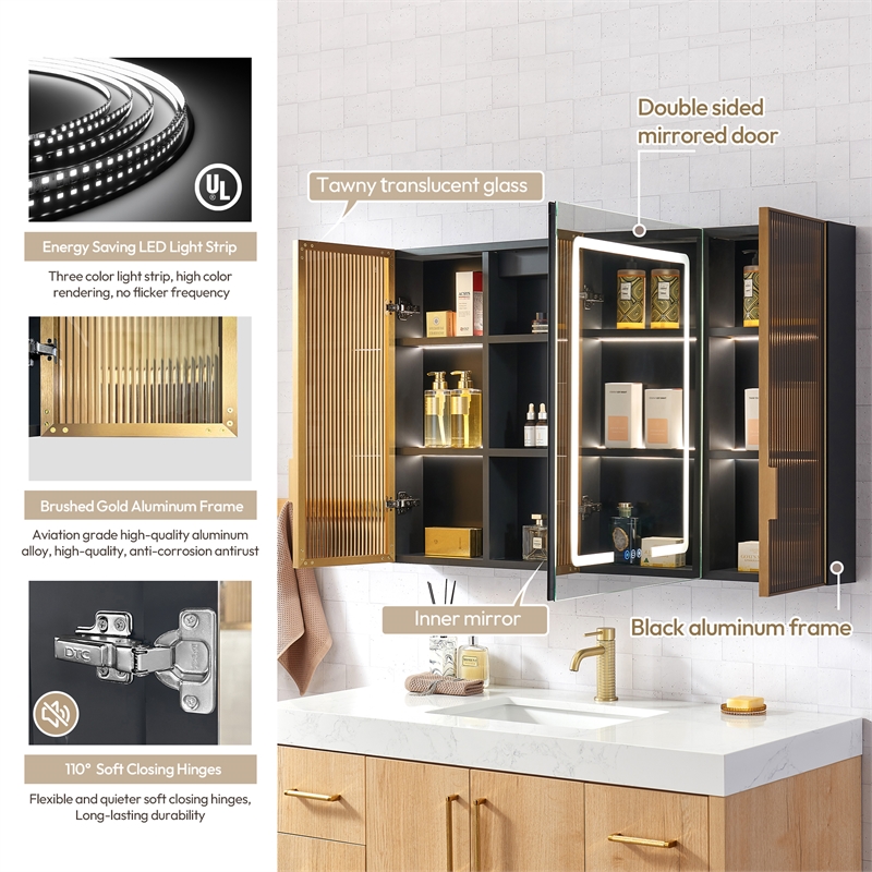 Cervia 47.2 in.W x 29.5 in.H Medicine Cabinet with Aluminum Frameless LED Mirror