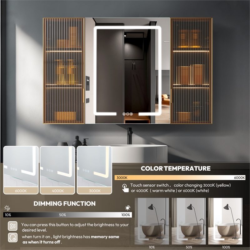 Cervia 47.2 in.W x 29.5 in.H Medicine Cabinet with Aluminum Frameless LED Mirror