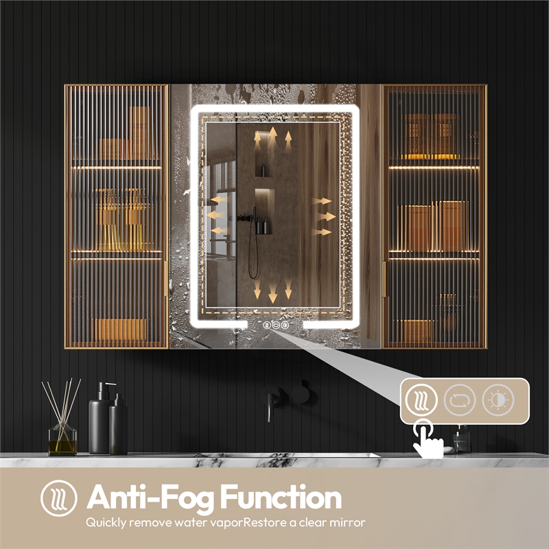 Cervia 47.2 in.W x 29.5 in.H Medicine Cabinet with Aluminum Frameless LED Mirror