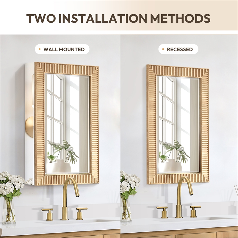 Bangalore 18.5 in.W x 28 in.H Wood Framed Medicine Cabinet in Washed Ash Grey