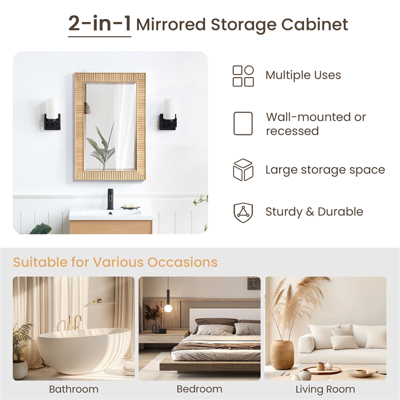 Bangalore 18.5 in.W x 28 in.H Wood Framed Medicine Cabinet in Washed Ash Grey