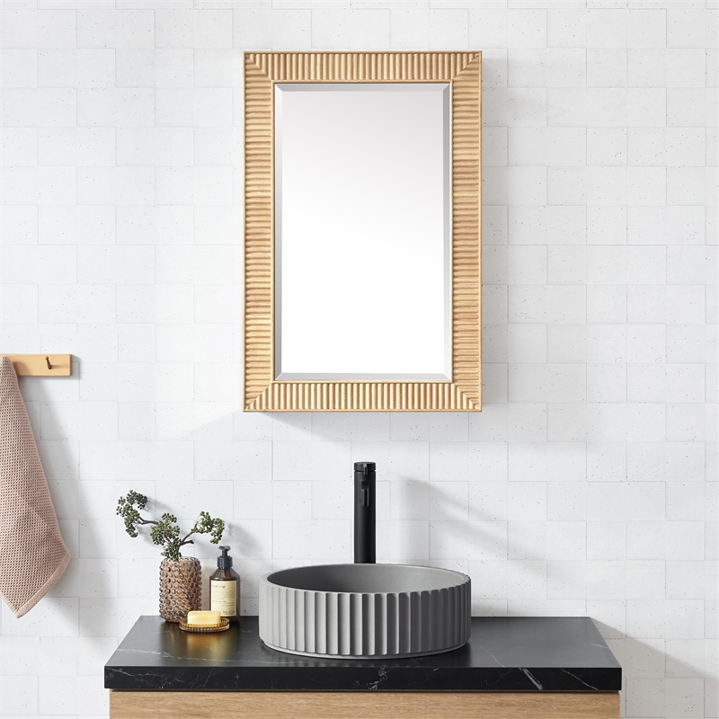 Bangalore 18.5 in.W x 28 in.H Wood Framed Medicine Cabinet in Washed Ash Grey