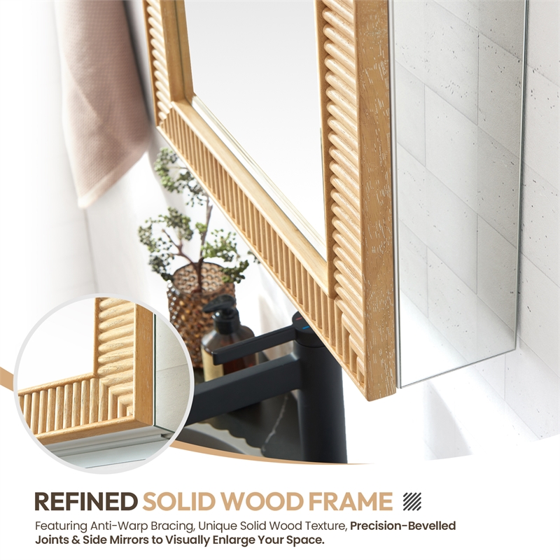 Bangalore 18.5 in.W x 28 in.H Wood Framed Medicine Cabinet in Washed Ash Grey