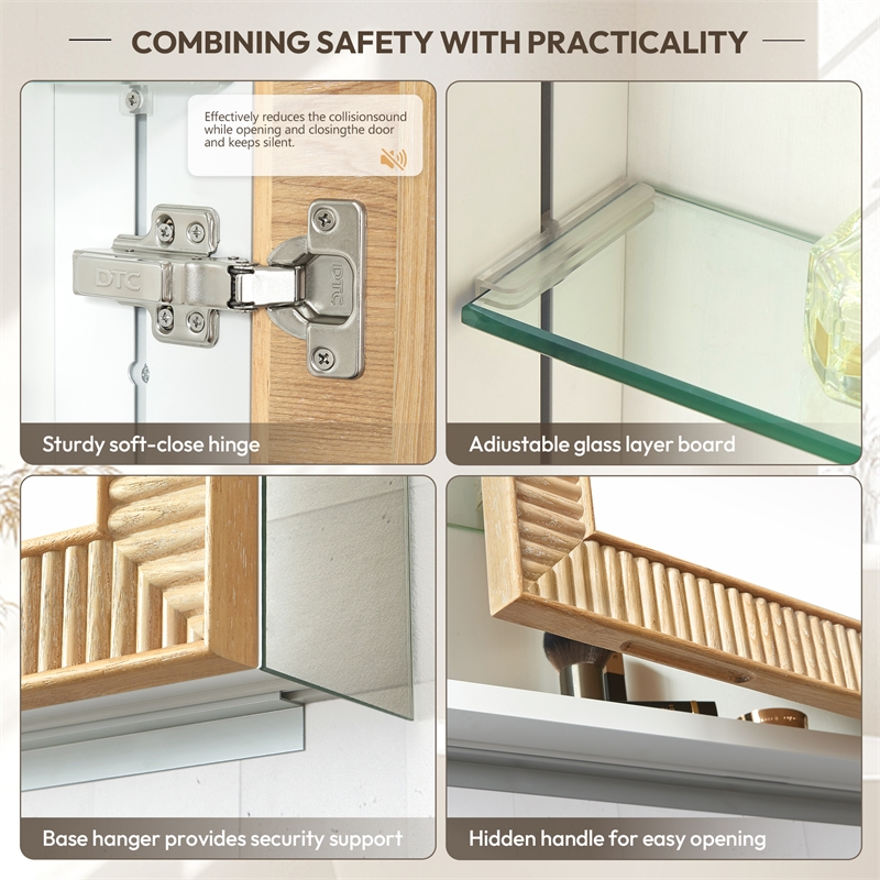 Bangalore 24 in.W x 31.9 in.H Wood Framed Medicine Cabinet in Washed Ash Grey