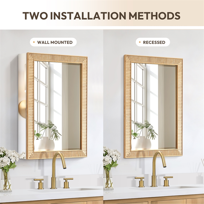 Bangalore 24 in.W x 31.9 in.H Wood Framed Medicine Cabinet in Washed Ash Grey