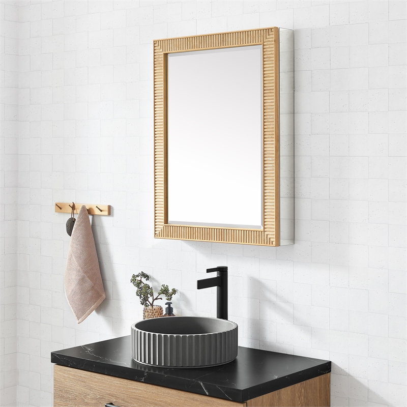 Bangalore 24 in.W x 31.9 in.H Wood Framed Medicine Cabinet in Washed Ash Grey