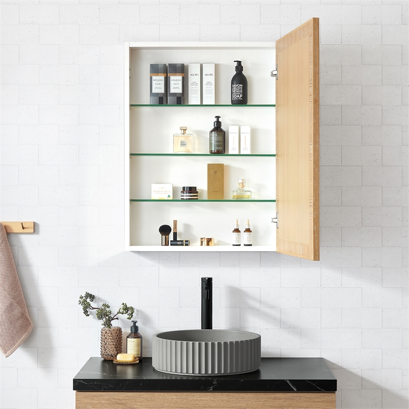 Bangalore 24 in.W x 31.9 in.H Wood Framed Medicine Cabinet in Washed Ash Grey