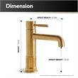 Vinnova Mexico Single High-Handle Hole Lever Vessel Brushed Gold Bathroom Faucet