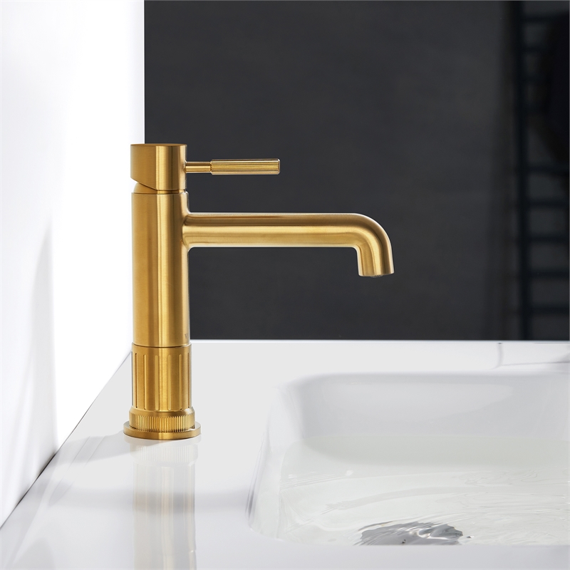 Vinnova Mexico Single High-Handle Hole Lever Vessel Brushed Gold Bathroom Faucet