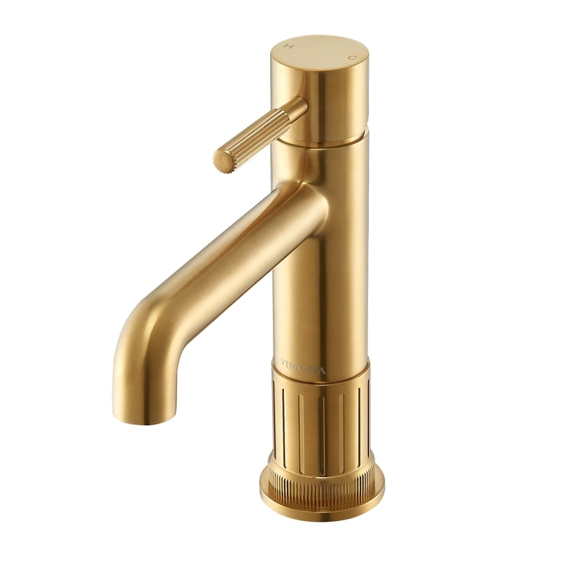 Vinnova Mexico Single High-Handle Hole Lever Vessel Brushed Gold Bathroom Faucet