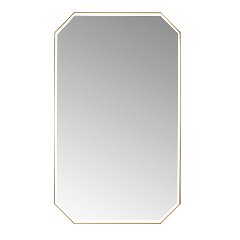 Sabadell 24 in. W x 40 in. H Octagon Metal Framed Wall Mirror in Brushed Gold