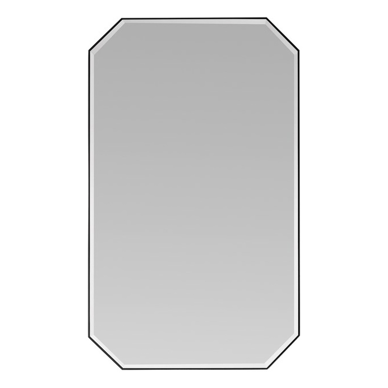 Sabadell 24 in. W x 40 in. H Octagon Metal Framed Wall Mirror in Matte Black