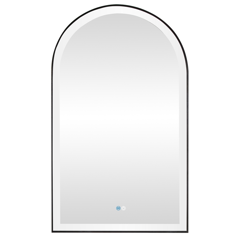 Estartit 24 in.W x 40 in.H Arch Aluminum Framed LED Bath Mirror in Brushed Black