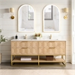 Estartit 24 in.W x 40 in.H Arch Aluminum Framed LED Bath Mirror in Brushed Gold