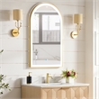 Estartit 24 in.W x 40 in.H Arch Aluminum Framed LED Bath Mirror in Brushed Gold
