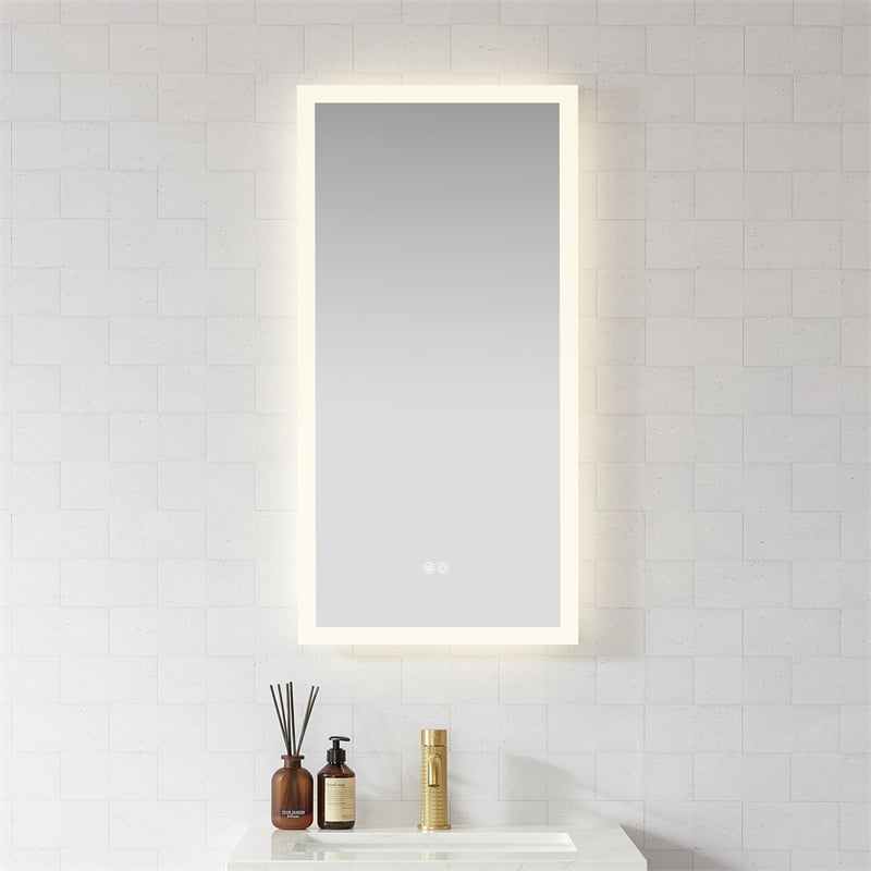 Beijing 18 in. W x 40 in. H Rectangular Acrylic Frameless LED Bathroom Mirror