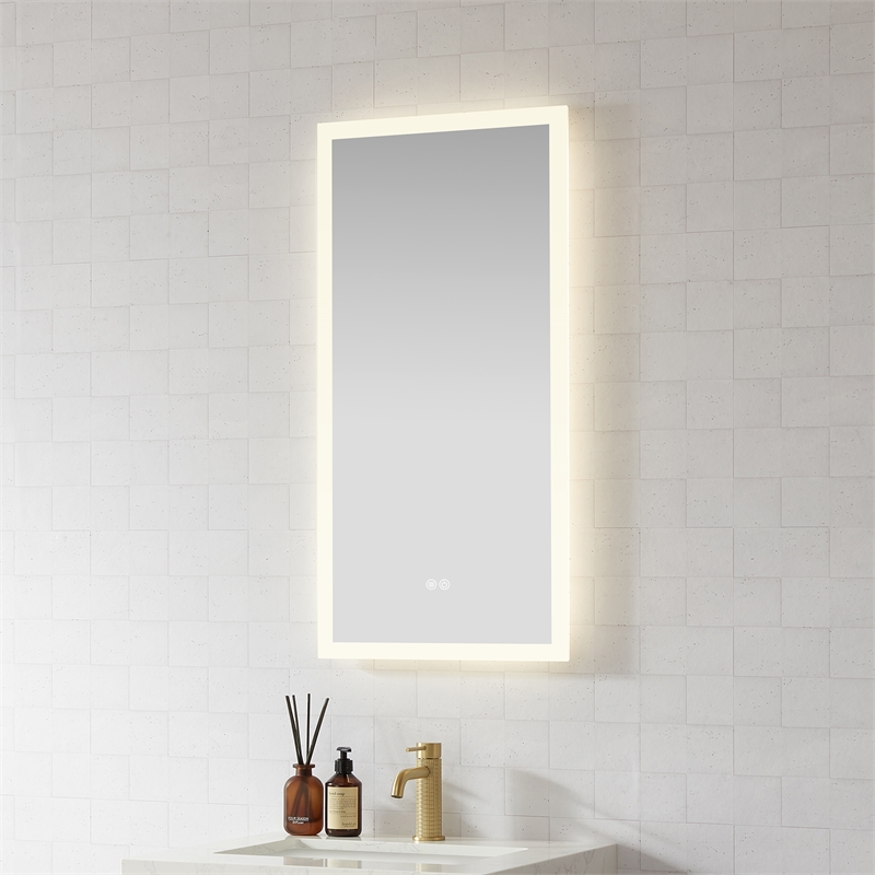 Beijing 18 in. W x 40 in. H Rectangular Acrylic Frameless LED Bathroom Mirror