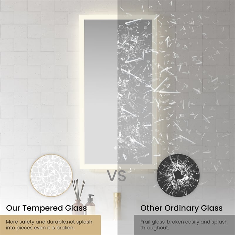 Beijing 18 in. W x 40 in. H Rectangular Acrylic Frameless LED Bathroom Mirror
