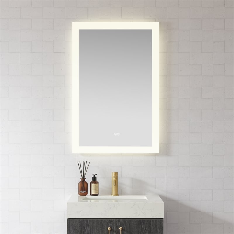 Beijing 24 in. W x 40 in. H Rectangular Acrylic Frameless LED Bathroom Mirror