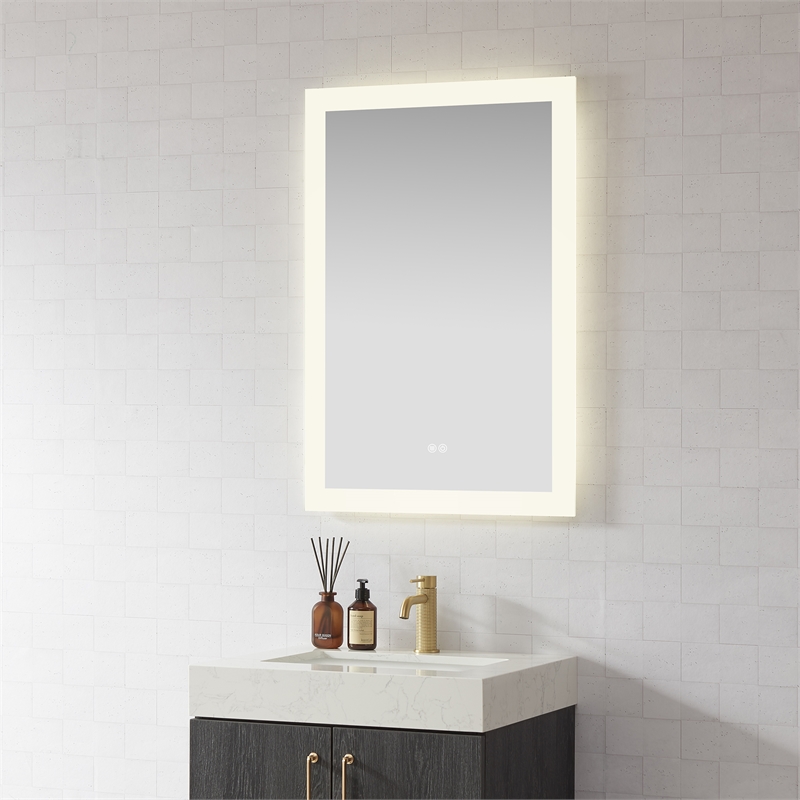 Beijing 24 in. W x 40 in. H Rectangular Acrylic Frameless LED Bathroom Mirror