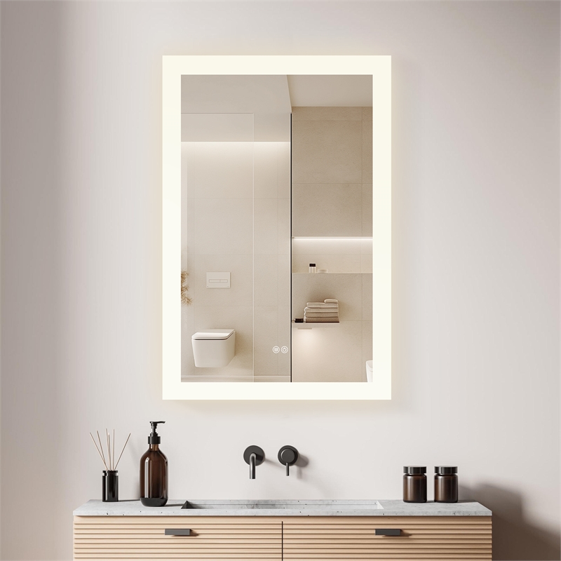 Beijing 24 in. W x 40 in. H Rectangular Acrylic Frameless LED Bathroom Mirror