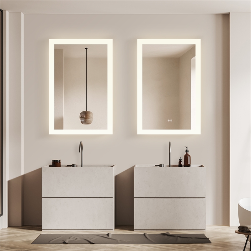 Beijing 24 in. W x 40 in. H Rectangular Acrylic Frameless LED Bathroom Mirror