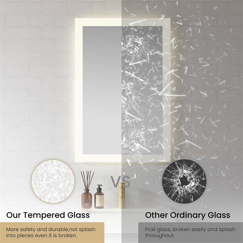 Beijing 24 in. W x 40 in. H Rectangular Acrylic Frameless LED Bathroom Mirror
