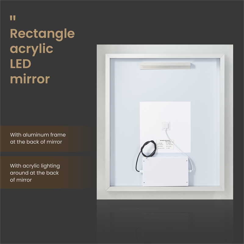 Beijing 32 in. W x 36 in. H Rectangular Acrylic Frameless LED Bathroom Mirror