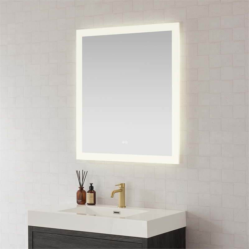 Beijing 32 in. W x 36 in. H Rectangular Acrylic Frameless LED Bathroom Mirror