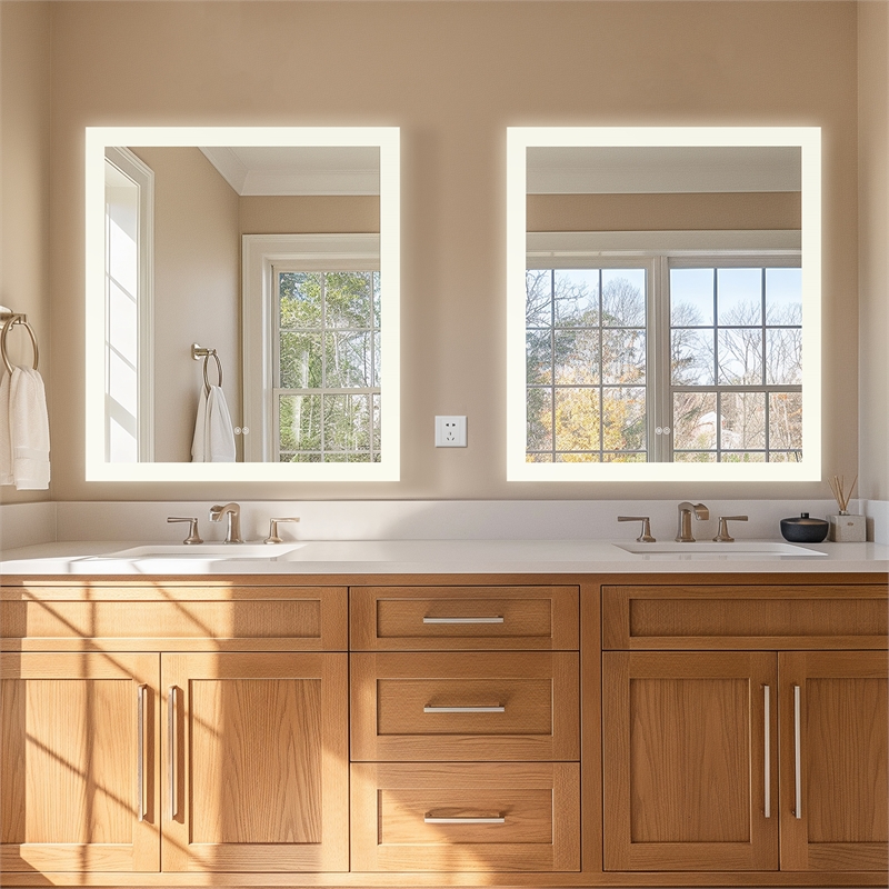 Beijing 32 in. W x 36 in. H Rectangular Acrylic Frameless LED Bathroom Mirror