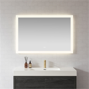 Beijing 48 in. W x 32 in. H Rectangular Acrylic Frameless LED Bathroom Mirror