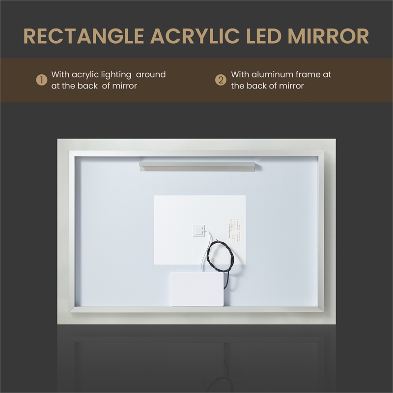 Beijing 48 in. W x 32 in. H Rectangular Acrylic Frameless LED Bathroom Mirror