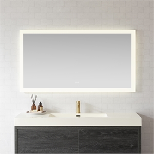 Beijing 60 in. W x 32 in. H Rectangular Acrylic Frameless LED Bathroom Mirror