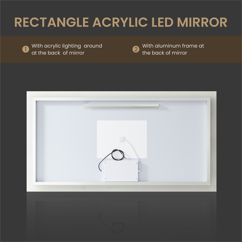 Beijing 60 in. W x 32 in. H Rectangular Acrylic Frameless LED Bathroom Mirror
