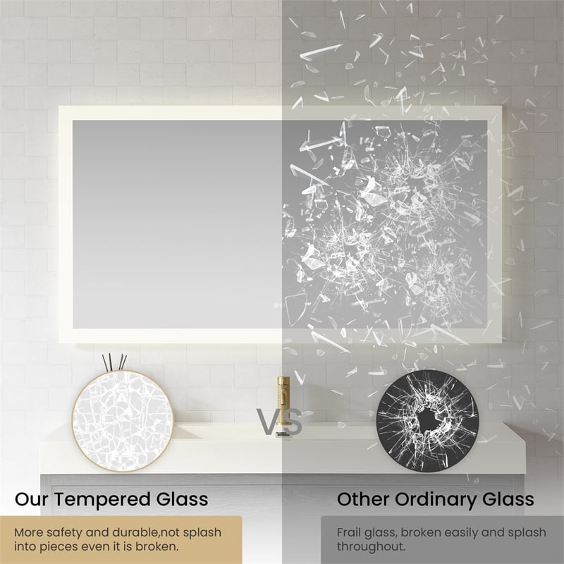 Beijing 60 in. W x 32 in. H Rectangular Acrylic Frameless LED Bathroom Mirror