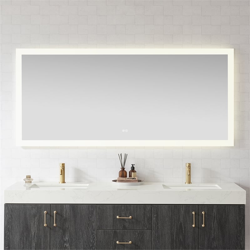 Beijing 72 in. W x 32 in. H Rectangular Aluminum Frameless LED Bathroom Mirror