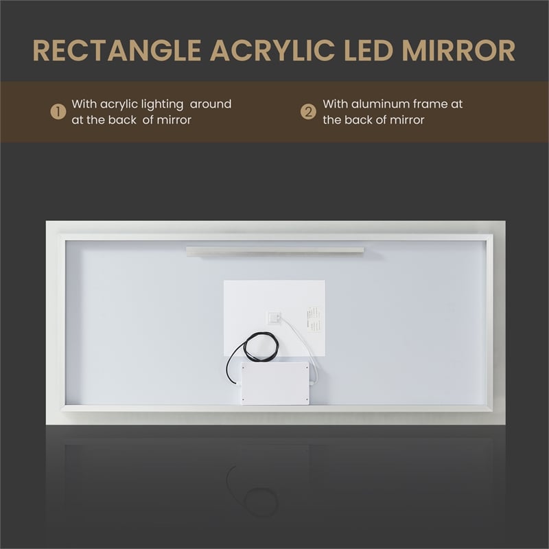 Beijing 72 in. W x 32 in. H Rectangular Aluminum Frameless LED Bathroom Mirror