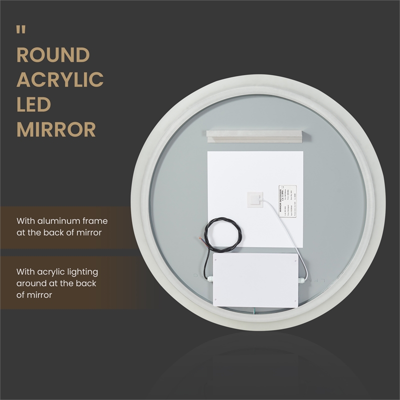Moscow 32 in. W x 32 in. H Circular Aluminum Frameless LED Bathroom Mirror