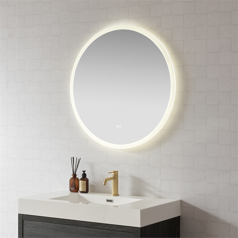 Moscow 32 in. W x 32 in. H Circular Aluminum Frameless LED Bathroom Mirror