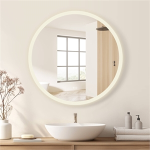 Moscow 32 in. W x 32 in. H Circular Aluminum Frameless LED Bathroom Mirror