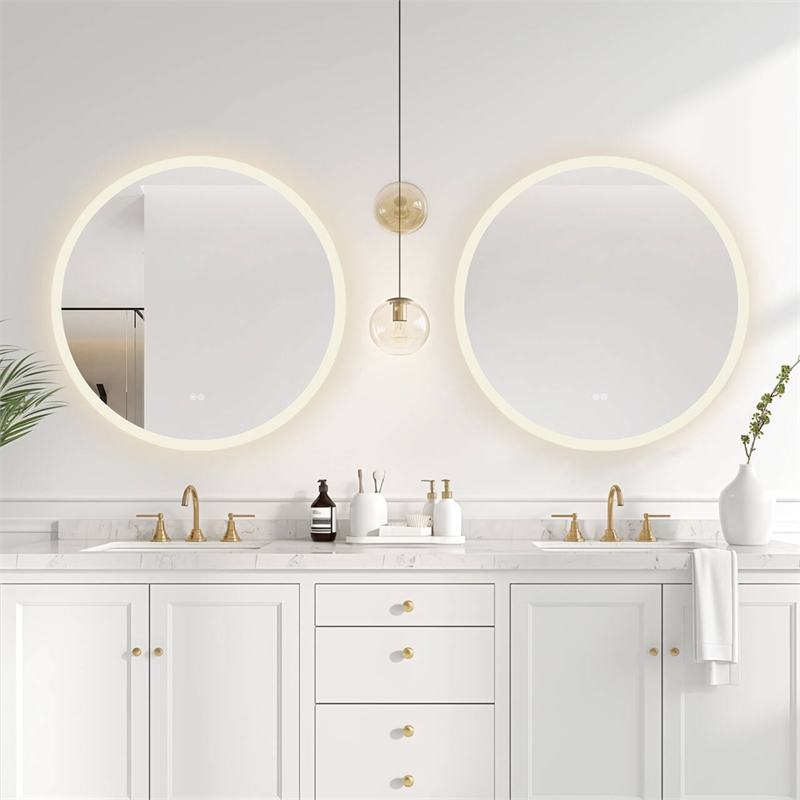 Moscow 32 in. W x 32 in. H Circular Aluminum Frameless LED Bathroom Mirror
