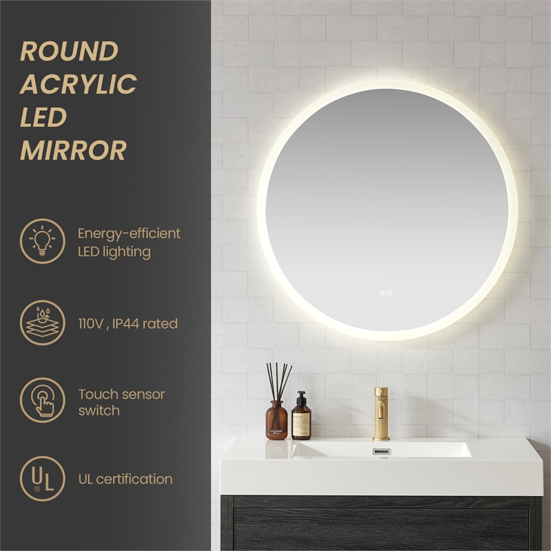 Moscow 32 in. W x 32 in. H Circular Aluminum Frameless LED Bathroom Mirror