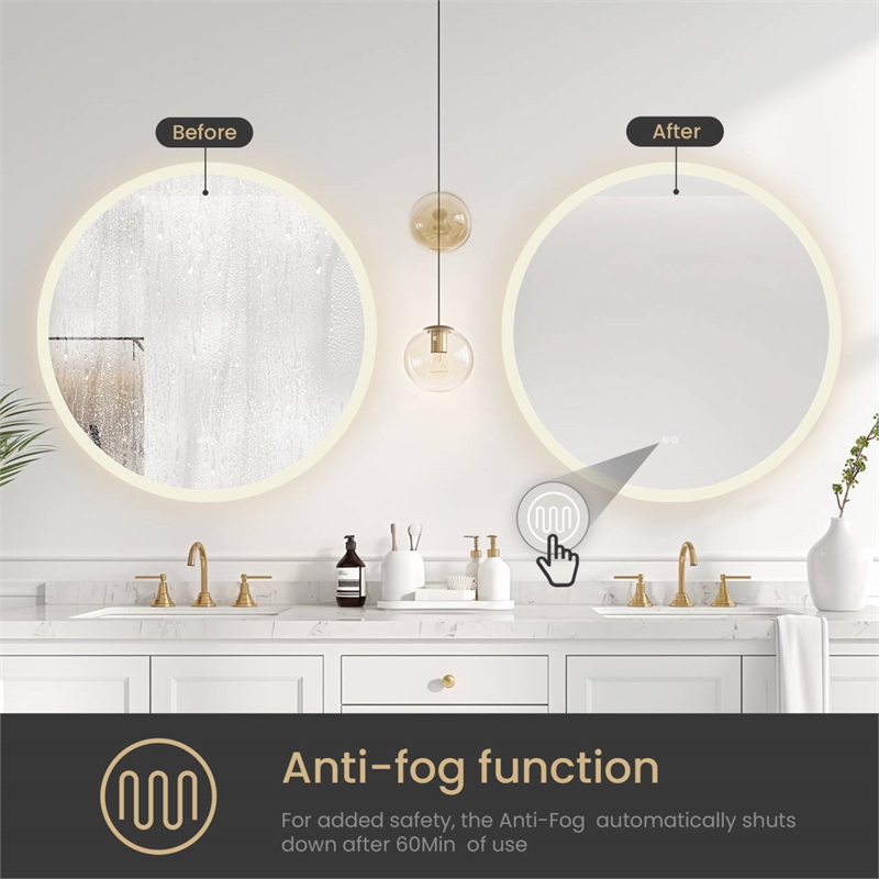 Moscow 32 in. W x 32 in. H Circular Aluminum Frameless LED Bathroom Mirror