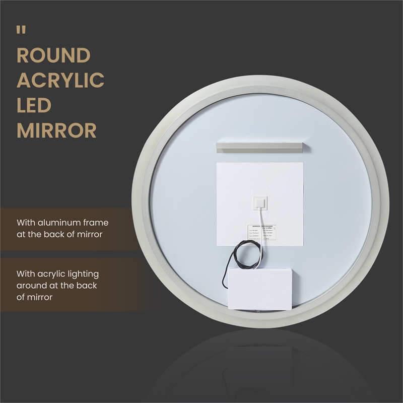 Moscow 36 in. W x 36 in. H Circular Aluminum Frameless LED Bathroom Mirror